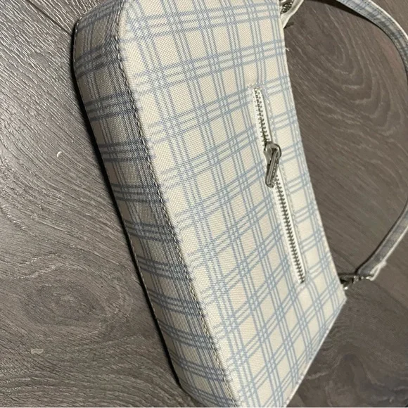 Plaid Shoulder Bag in Cream and Blue - Picture 6 of 6